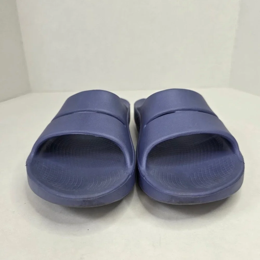 OOFOS Women 8 OOahh Recovery Slide Sandals Navy Blue Orthopedic Comfort Shoes